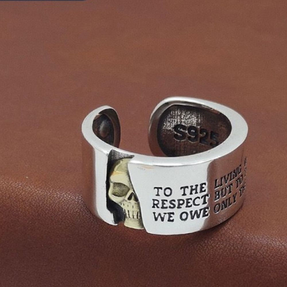 Brand New Silver With Gold Skulls Ring Adjustable Size